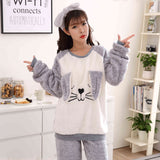 Flannel Winter Cute Dog/Bear Long Sleeve Sleepwear