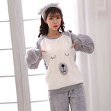 Flannel Winter Cute Dog/Bear Long Sleeve Sleepwear