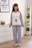 Flannel Winter Cute Dog/Bear Long Sleeve Sleepwear