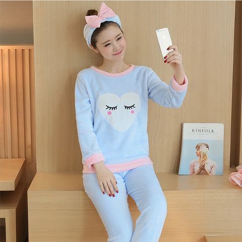 Winter Warm Cute Heart Lovely Couple Sleepwear Suit Unise