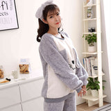 Cute Gray Dog Warm Flannel Unisex Sleepwear