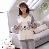 Cute Gray Dog Warm Flannel Unisex Sleepwear