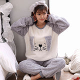 Cute Gray Dog Warm Flannel Unisex Sleepwear