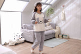 Cute Gray Dog Warm Flannel Unisex Sleepwear