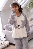 Cute Gray Dog Warm Flannel Unisex Sleepwear