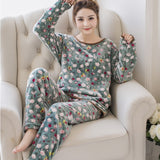 Flower Pullover Winter Warm Long Sleeve Soft Sleepwear