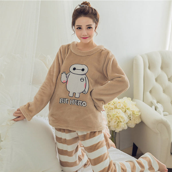 Flower Pullover Winter Warm Long Sleeve Soft Sleepwear