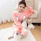 Hot Rabbit Flannel Winter Warm Soft Sleepwear Suit Unisex