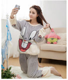 Hot Rabbit Flannel Winter Warm Soft Sleepwear Suit Unisex